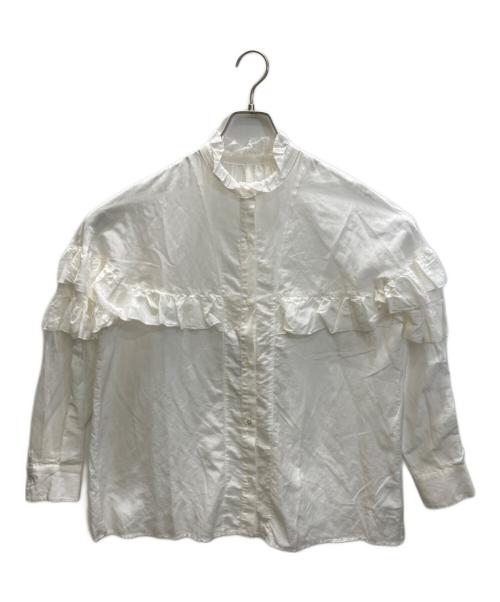 Spick and Span（スピック＆スパン）Spick and Span (スピック＆スパン) コットンシルクティアードフリルスリーブブラウス ホワイト サイズ:Freeの古着・服飾アイテム