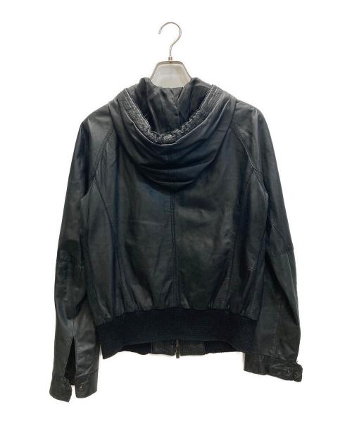 EMPORIO ARMANI（エンポリオ アルマーニ）EMPORIO ARMANI (エンポリオ アルマーニ) レザーフーデッドジャケット ブラック サイズ:SIZE 46の古着・服飾アイテム