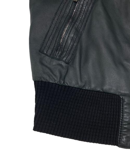 EMPORIO ARMANI（エンポリオ アルマーニ）EMPORIO ARMANI (エンポリオ アルマーニ) レザーフーデッドジャケット ブラック サイズ:SIZE 46の古着・服飾アイテム