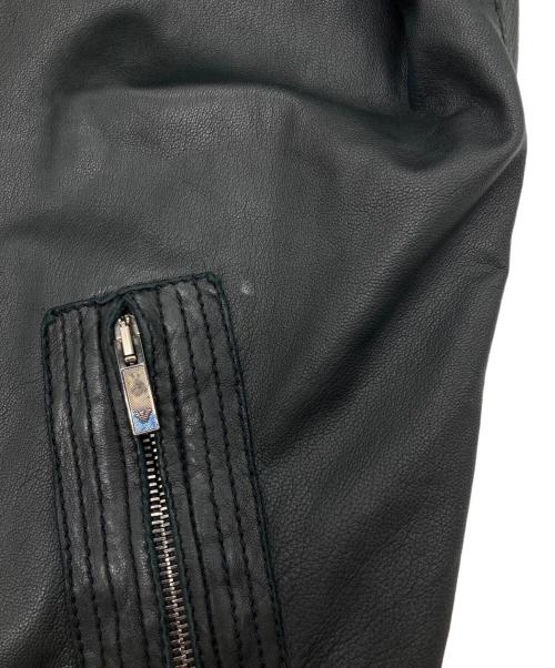 EMPORIO ARMANI（エンポリオ アルマーニ）EMPORIO ARMANI (エンポリオ アルマーニ) レザーフーデッドジャケット ブラック サイズ:SIZE 46の古着・服飾アイテム
