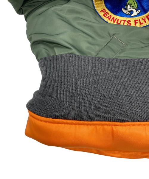 Buzz Rickson’s（バズリクソンズ）Buzz Rickson’s (バズリクソンズ) PEANUTS (ピーナッツ) MA-1 リバーシブル ワッペン フライトジャケット グリーン×オレンジ サイズ:Mの古着・服飾アイテム