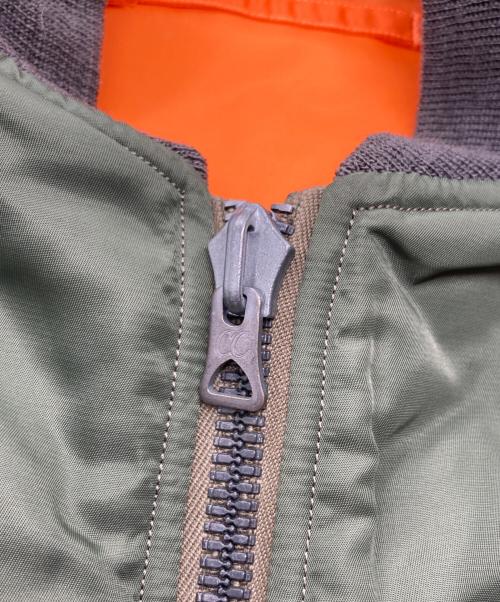 Buzz Rickson’s（バズリクソンズ）Buzz Rickson’s (バズリクソンズ) PEANUTS (ピーナッツ) MA-1 リバーシブル ワッペン フライトジャケット グリーン×オレンジ サイズ:Mの古着・服飾アイテム