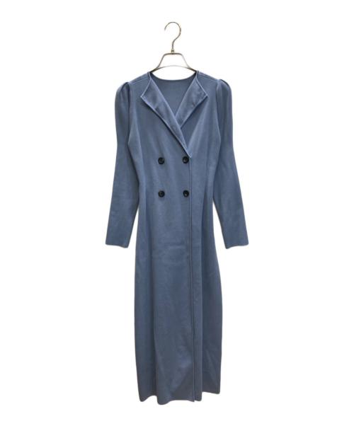 CELFORD（セルフォード）CELFORD (セルフォード) トレンチ風ニットタイトワンピース ブルー サイズ:36の古着・服飾アイテム