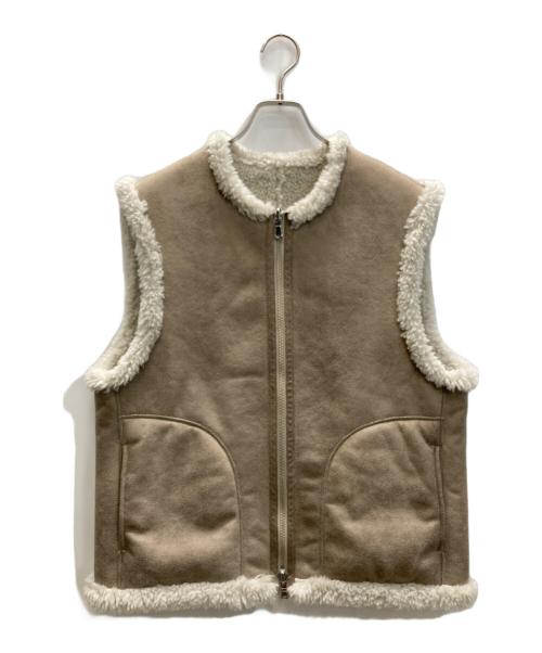 MACPHEE（マカフィー）MACPHEE (マカフィー) エコムートン ジップアップジレ ベージュ サイズ:36の古着・服飾アイテム