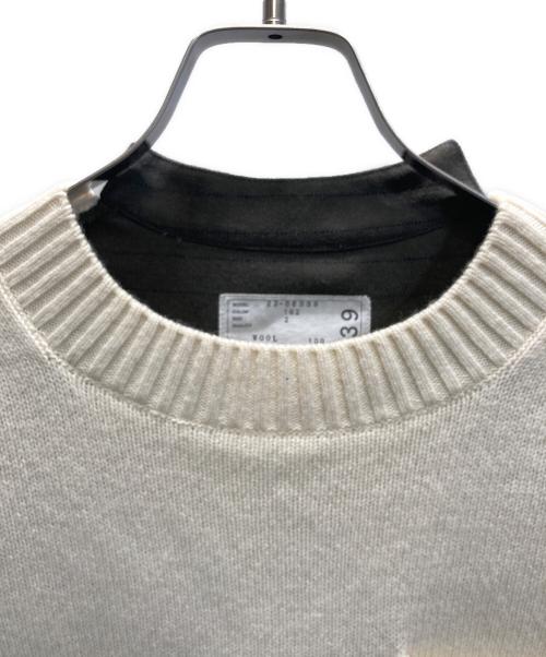 sacai（サカイ）sacai (サカイ) Chalk Stripe x Wool Knit Pullover ドッキングニット ベージュ×オリーブ サイズ:2の古着・服飾アイテム