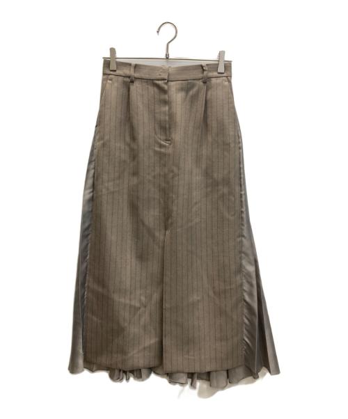 sacai（サカイ）sacai (サカイ) ウール 異素材 ドッキング プリーツスカート ベージュ サイズ:SIZE 1の古着・服飾アイテム