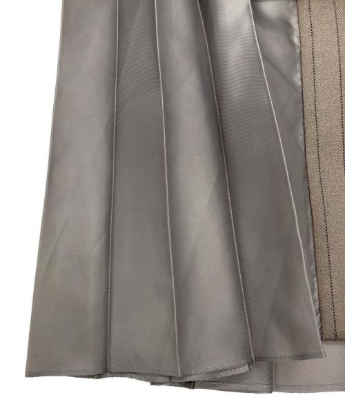 sacai（サカイ）sacai (サカイ) ウール 異素材 ドッキング プリーツスカート ベージュ サイズ:SIZE 1の古着・服飾アイテム
