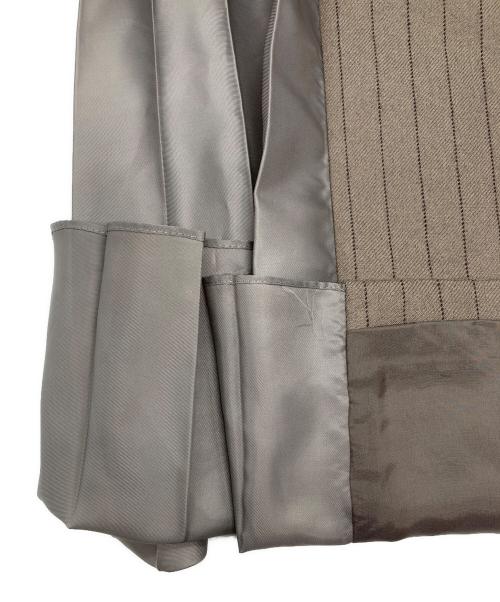 sacai（サカイ）sacai (サカイ) ウール 異素材 ドッキング プリーツスカート ベージュ サイズ:SIZE 1の古着・服飾アイテム