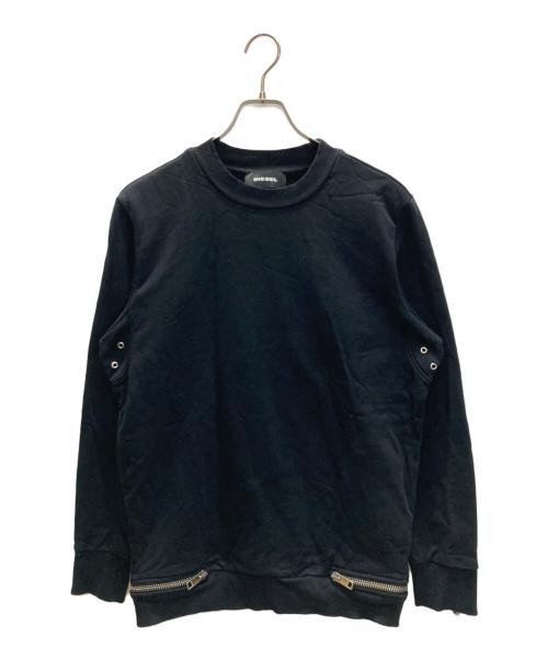 DIESEL（ディーゼル）DIESEL (ディーゼル) ジップデザインクルーネックスウェット ブラック サイズ:XSの古着・服飾アイテム