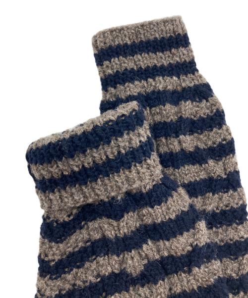 Athena Designs（アテナデザインズ）Athena Designs (アテナデザインズ) TOMORROW LAND tricot (トゥモローランド トリコ) 別注ボーダー×ケーブルクルーネックプルオーバー ネイビー×ブラウン サイズ:下記参照の古着・服飾アイテム