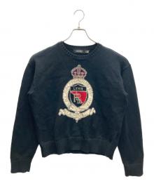 LAUREN RALPH LAUREN（ローレンラルフローレン）の古着「エンブレムロゴニット」｜ブラック