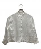 KAGUREカグレ）の古着「ラミースタンドカラーショートシャツ」｜ホワイト