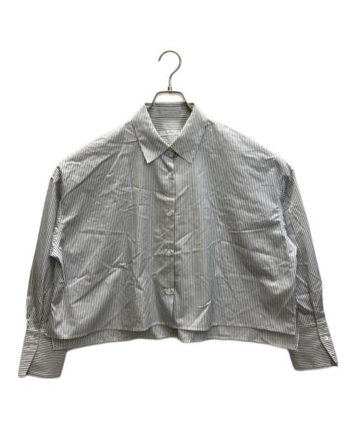 JOURNAL STANDARD（ジャーナルスタンダード）JOURNAL STANDARD (ジャーナルスタンダード) ハイカウントコットンクロップドシャツ ホワイト×グレー サイズ:表記無しの古着・服飾アイテム