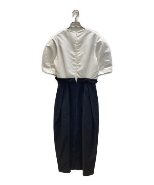 Adam et Rope（アダム エ ロペ）Adam et Rope (アダム エ ロペ) ランタンドッキングワンピース ホワイト×ブラック サイズ:FREEの古着・服飾アイテム
