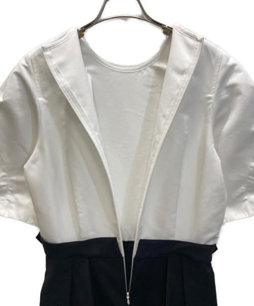 Adam et Rope（アダム エ ロペ）Adam et Rope (アダム エ ロペ) ランタンドッキングワンピース ホワイト×ブラック サイズ:FREEの古着・服飾アイテム