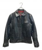 Liugoo Leathersリューグーレザーズ）の古着「シングルライダースジャケット」｜ブラック