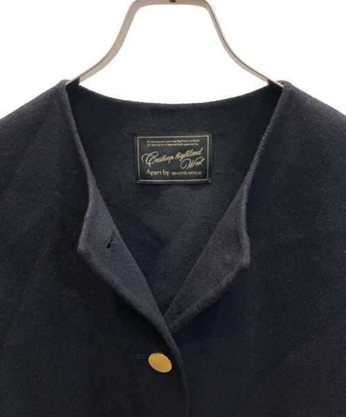 apart by（アパートバイ）apart by (アパートバイ) カシープノーカラーコート ブラック サイズ:Freeの古着・服飾アイテム