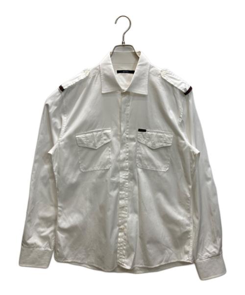 GUCCI（グッチ）GUCCI (グッチ) シェリーライン エポレット ワークシャツ ホワイト サイズ:SIZE 43/17の古着・服飾アイテム