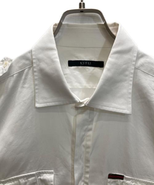 GUCCI（グッチ）GUCCI (グッチ) シェリーライン エポレット ワークシャツ ホワイト サイズ:SIZE 43/17の古着・服飾アイテム