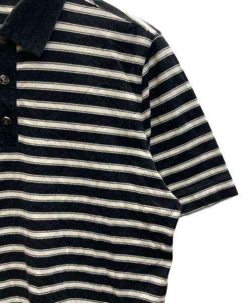 LOUIS VUITTON（ルイ ヴィトン）LOUIS VUITTON (ルイ ヴィトン) ストライプ ポロシャツ ブラック×ホワイト サイズ:SIZE Mの古着・服飾アイテム
