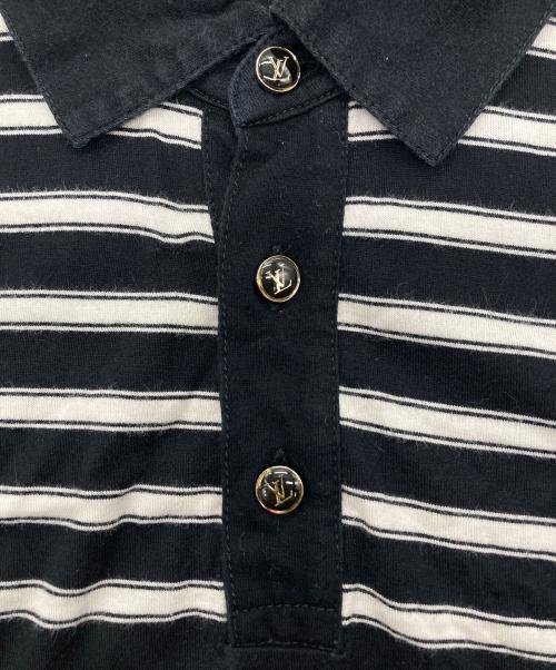 LOUIS VUITTON（ルイ ヴィトン）LOUIS VUITTON (ルイ ヴィトン) ストライプ ポロシャツ ブラック×ホワイト サイズ:SIZE Mの古着・服飾アイテム