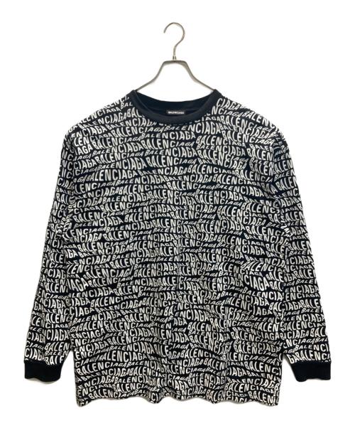 BALENCIAGA（バレンシアガ）BALENCIAGA (バレンシアガ) Wave Logo L/S Tee/ウェーブロゴロングスリーブT ブラック サイズ:XSの古着・服飾アイテム
