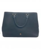 LAUREN RALPH LAURENローレンラルフローレン）の古着「クロスハッチ レザー ラージ ハンナ サッチェル」｜ブラック