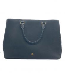 LAUREN RALPH LAUREN（ローレンラルフローレン）の古着「クロスハッチ レザー ラージ ハンナ サッチェル」｜ブラック