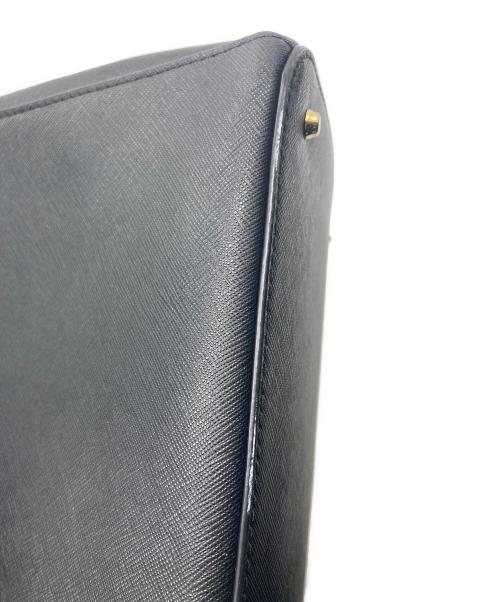 LAUREN RALPH LAUREN（ローレンラルフローレン）LAUREN RALPH LAUREN (ローレンラルフローレン) クロスハッチ レザー ラージ ハンナ サッチェル ブラックの古着・服飾アイテム