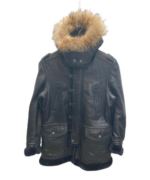 AVIREX（アヴィレックス）AVIREX (アヴィレックス) ラムスキンファーフードハーフコート ブラック サイズ:Lの古着・服飾アイテム