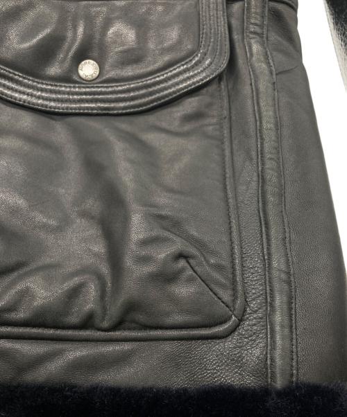 AVIREX（アヴィレックス）AVIREX (アヴィレックス) ラムスキンファーフードハーフコート ブラック サイズ:Lの古着・服飾アイテム