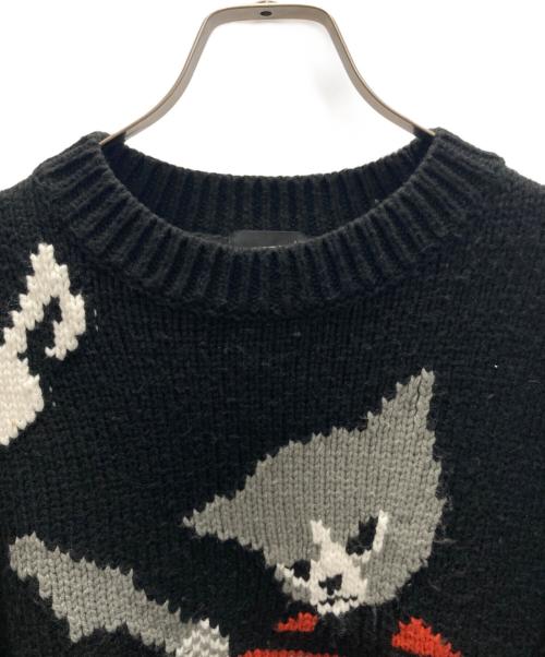 LAD MUSICIAN（ラッドミュージシャン）LAD MUSICIAN (ラッドミュージシャン) ACRYLIC/WOOL INTARSIA KNIT GUITAR CAT ブラック サイズ:SIZE 44の古着・服飾アイテム