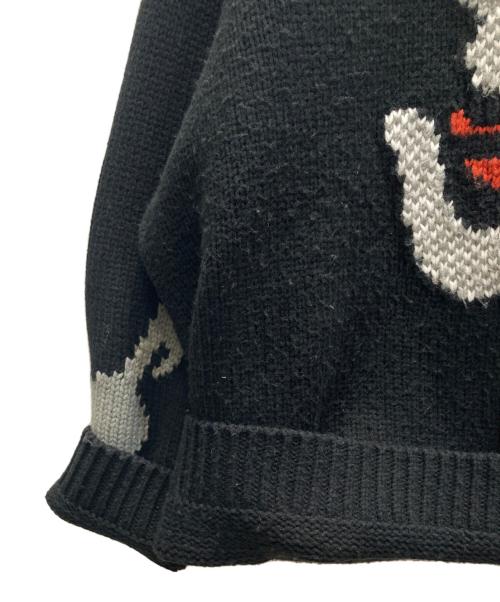 LAD MUSICIAN（ラッドミュージシャン）LAD MUSICIAN (ラッドミュージシャン) ACRYLIC/WOOL INTARSIA KNIT GUITAR CAT ブラック サイズ:SIZE 44の古着・服飾アイテム