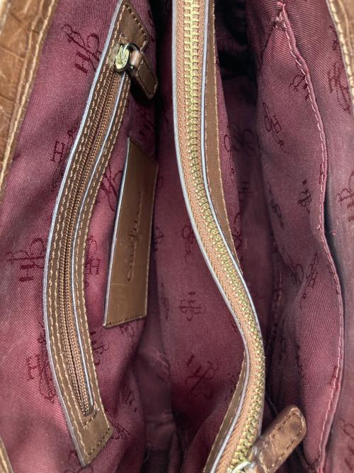 COLE HAAN（コールハーン）COLE HAAN (コールハーン) クロコ型押しショルダーバッグ ブラウンの古着・服飾アイテム