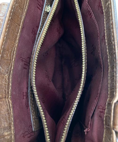 COLE HAAN（コールハーン）COLE HAAN (コールハーン) クロコ型押しショルダーバッグ ブラウンの古着・服飾アイテム
