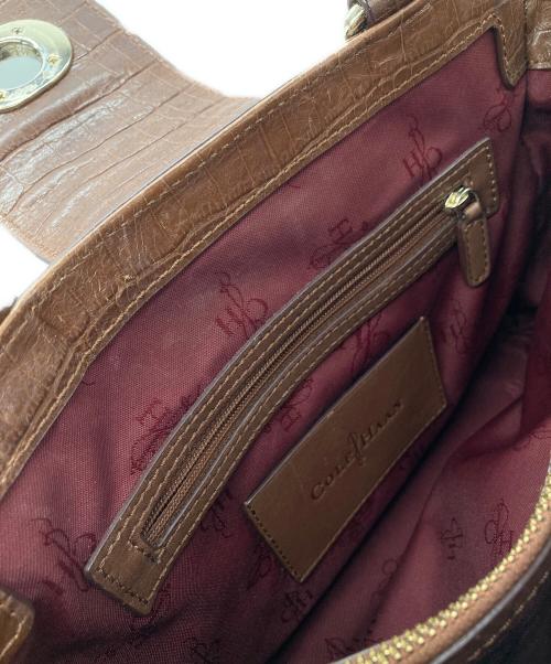 COLE HAAN（コールハーン）COLE HAAN (コールハーン) クロコ型押しショルダーバッグ ブラウンの古着・服飾アイテム