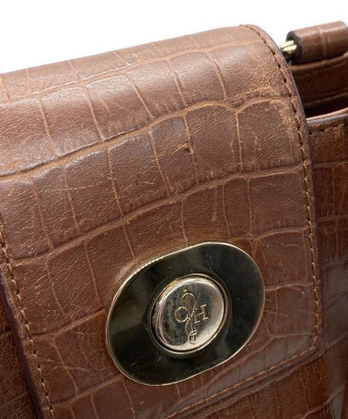 COLE HAAN（コールハーン）COLE HAAN (コールハーン) クロコ型押しショルダーバッグ ブラウンの古着・服飾アイテム