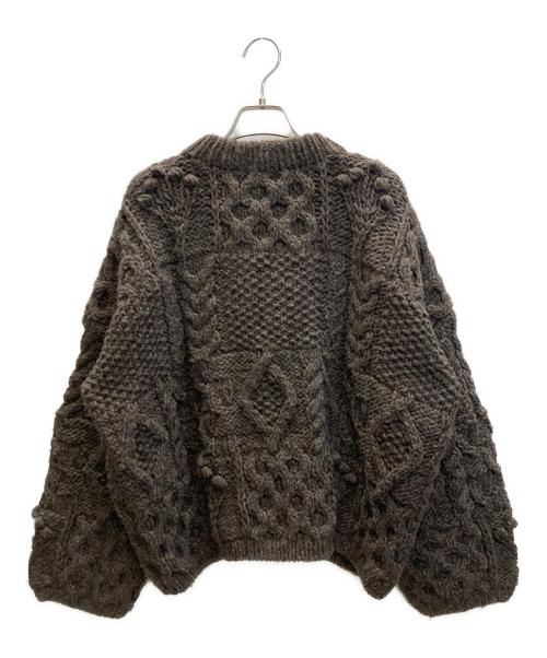 CAVEZA ROSSO（カベサ ロッソ）caveza rosso (カベサ ロッソ) パッチワークライクハンドニットトップス ブラウン サイズ:Fの古着・服飾アイテム