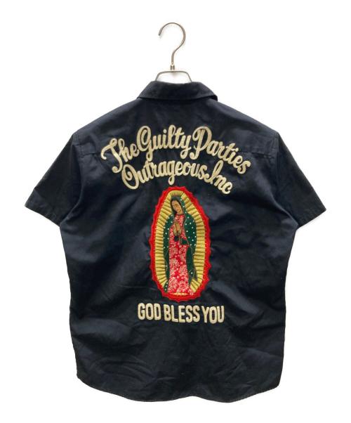 WACKO MARIA（ワコマリア）WACKO MARIA (ワコマリア) マリア刺繍ワークシャツ ブラック サイズ:Mの古着・服飾アイテム