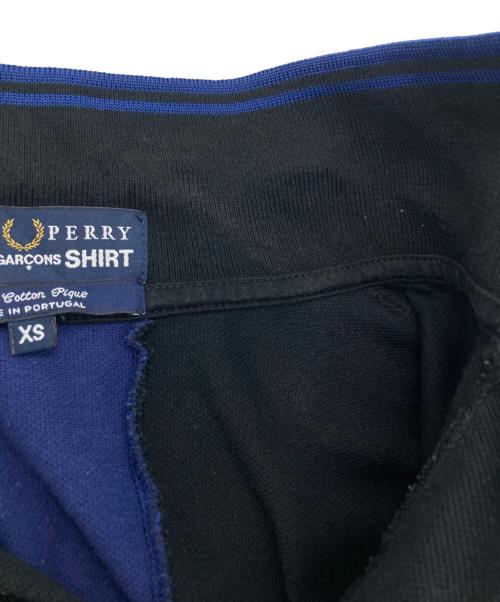 FRED PERRY（フレッドペリー）FRED PERRY (フレッドペリー) COMME des GARCONS SHIRT (コムデギャルソンシャツ) ポロシャツ ブラック×ブルー サイズ:XSの古着・服飾アイテム