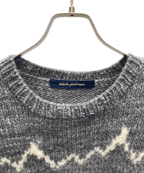 mina perhonen（ミナ ペルホネン）mina perhonen (ミナ ペルホネン) alp アルプ ウールアルパカ ニットプルオーバー グレー×ベージュ サイズ:SIZE 38の古着・服飾アイテム