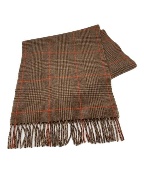 JOSHUA ELLIS（ジョシュア エリス）Joshua Ellis (ジョシュア エリス) カシミヤチェックマフラー ブラウン×オレンジ サイズ:下記参照の古着・服飾アイテム