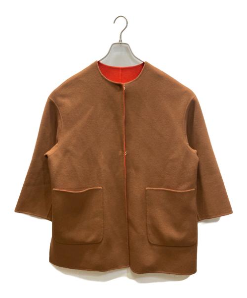 UNITED ARROWS（ユナイテッドアローズ）UNITED ARROWS (ユナイテッドアローズ) バイカラー リバー ミドルコート ブラウン×オレンジ サイズ:SIZE 36の古着・服飾アイテム