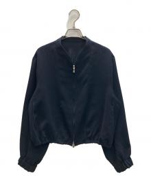 UNITED ARROWS（ユナイテッドアローズ）の古着「COMFY ノーカラー ジップアップ ジャケット」｜ネイビー