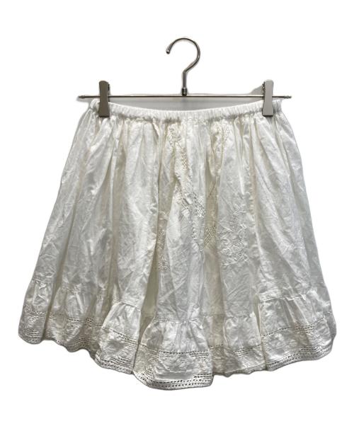 crinkle crinkle crinkle（クリンクル クリンクル クリンクル）crinkle crinkle crinkle (クリンクル クリンクル クリンクル) 2way embroideryミニスカート ホワイト サイズ:SIZE Freeの古着・服飾アイテム