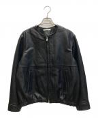 BEAUTY&YOUTHビューティーアンドユース）の古着「シープレザー ノーカラージップブルゾン」｜ブラック