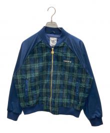adidas（アディダス）の古着「ブルー タータン カレッジジャケット」｜ネイビー×グリーン