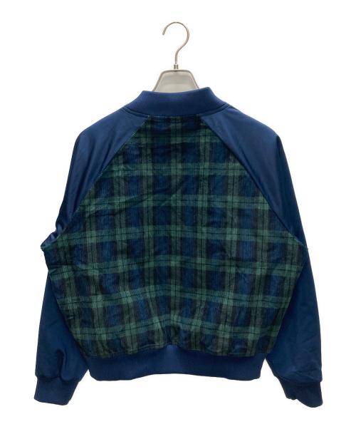 adidas（アディダス）adidas (アディダス) ブルー タータン カレッジジャケット ネイビー×グリーン サイズ:SIZE 2XLの古着・服飾アイテム