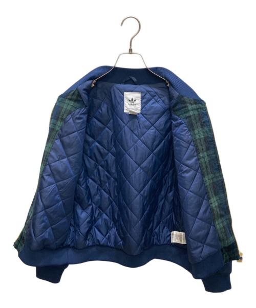 adidas（アディダス）adidas (アディダス) ブルー タータン カレッジジャケット ネイビー×グリーン サイズ:SIZE 2XLの古着・服飾アイテム
