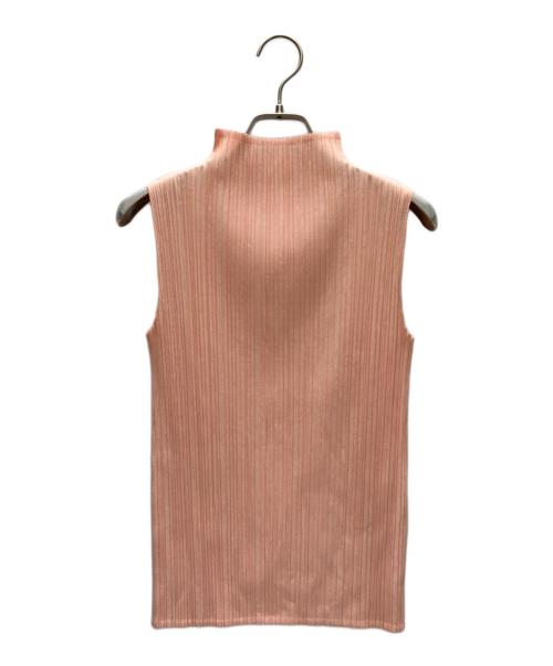 PLEATS PLEASE（プリーツプリーズ）PLEATS PLEASE (プリーツプリーズ) プリーツハイネックノースリーブカットソー ピンク サイズ:SIZE 3の古着・服飾アイテム